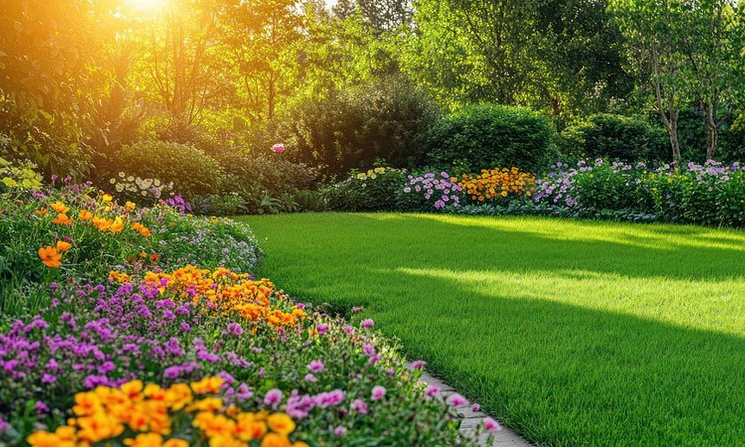 Manicured green lawn
